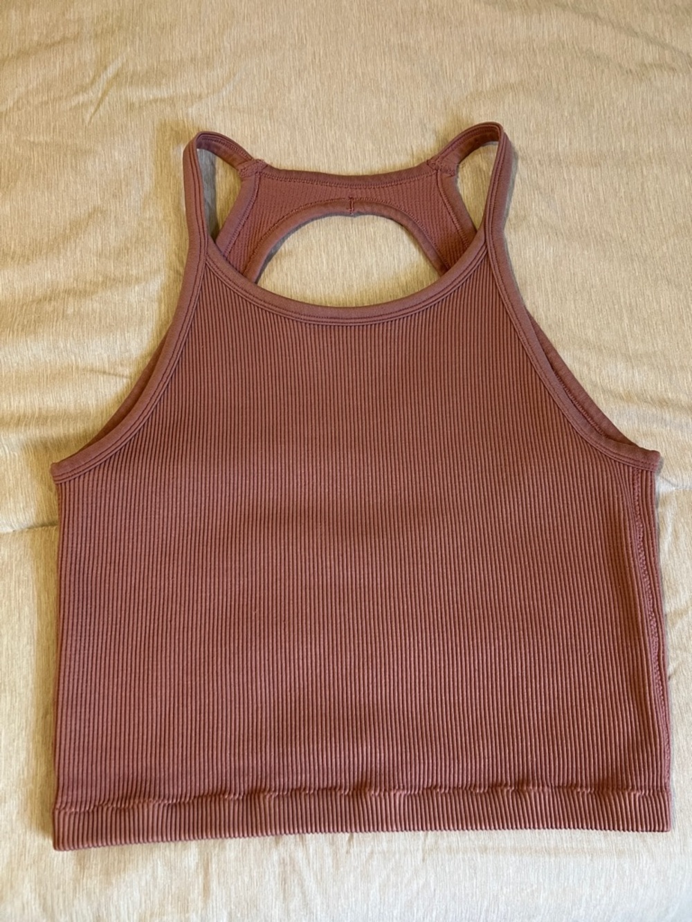 Ribbed High-Neck Crop Tank Top